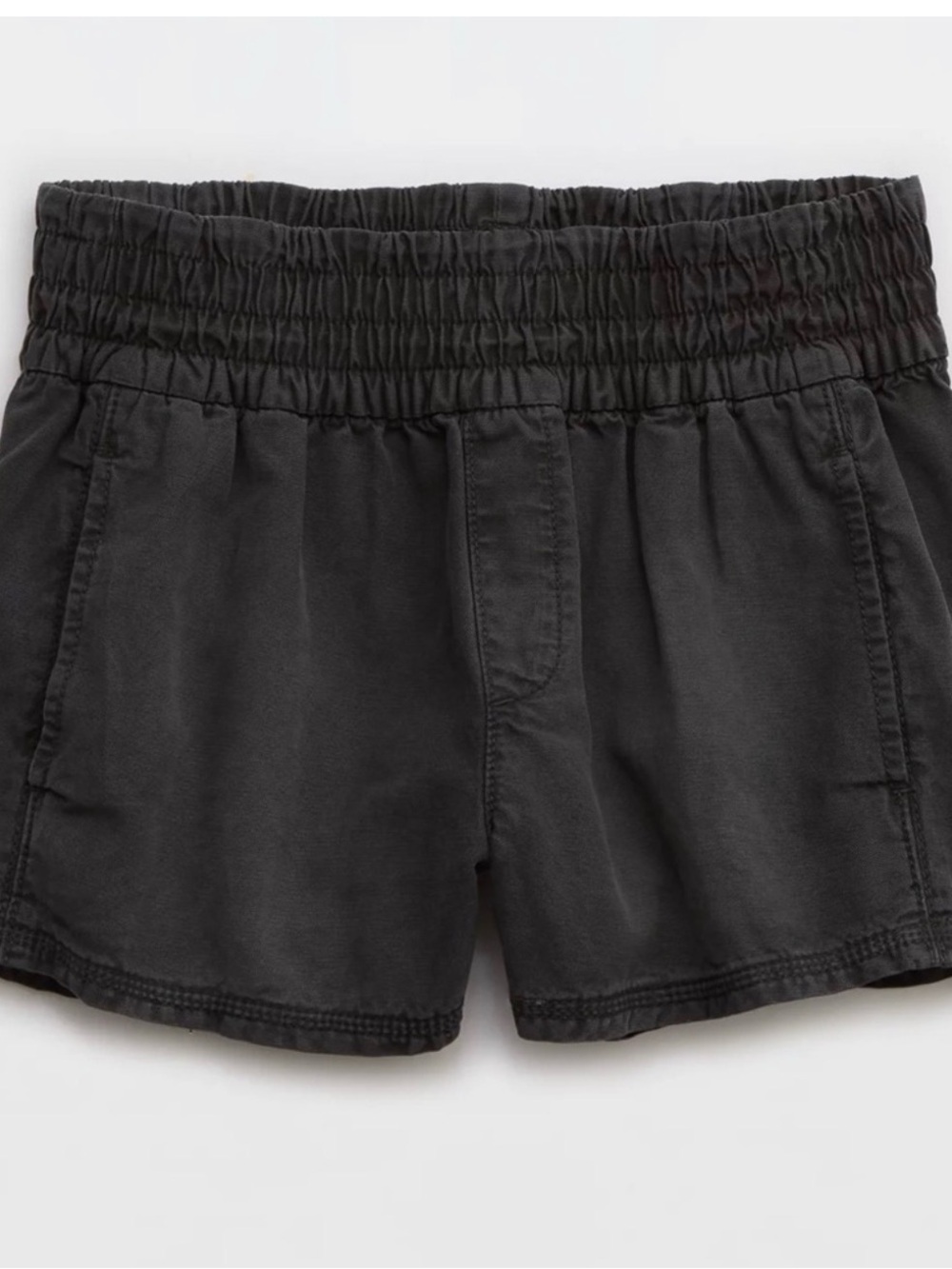 2 for $30: Aerie black/gray smocked waist pull-on casual babewatch shorts pocket - Picture 2 of 7